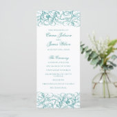 Hochzeitsprogramm für Wirbel in Blau/Türkis Programm (Stehend Vorderseite)