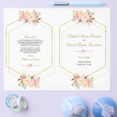 Hochzeitsprogramm für zartes Rosa Blütenblütengold (Einzeln)