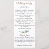 Hochzeitsprogramm für Zweigstellen Programm (Rückseite)