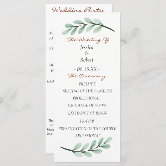 Hochzeitsprogramm für Zweigstellen Programm (Vorne/Hinten)