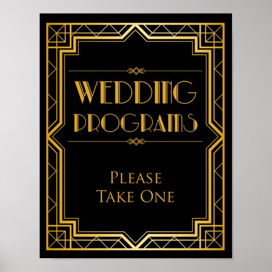 Hochzeitsprogramm | Gatsby Art Deco Poster (Vorne)