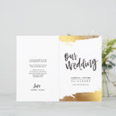 HOCHZEITSPROGRAMM gebürstete Schrift Luxus vergold (Stehend Vorderseite)