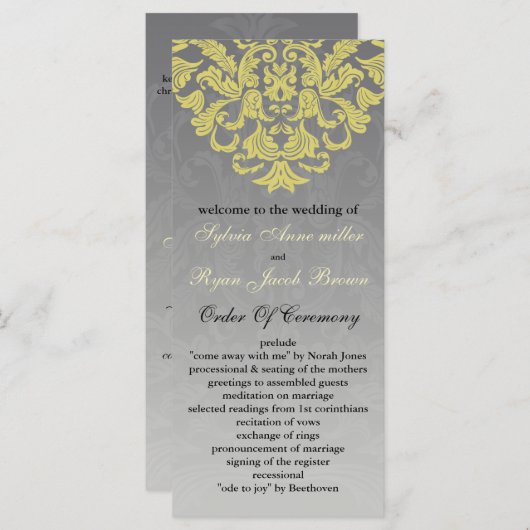 Hochzeitsprogramm "gelb grau" programm (Vorne/Hinten)