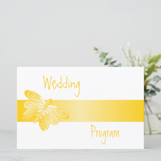 Hochzeitsprogramm Gelbe Schmetterling (Stehend Vorderseite)