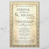 Hochzeitsprogramm | Glam Gold Glitzer Look (Vorderseite)