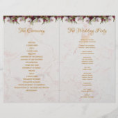 Hochzeitsprogramm Gold Burgundy White Marble Peoni (Rückseite)