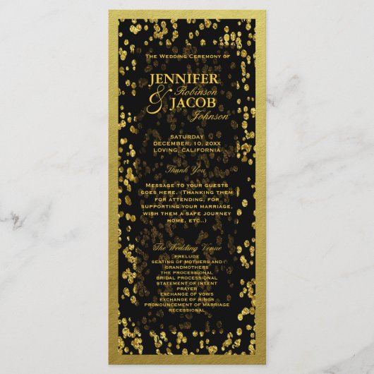 Hochzeitsprogramm | Gold Confetti Programm (Vorderseite)