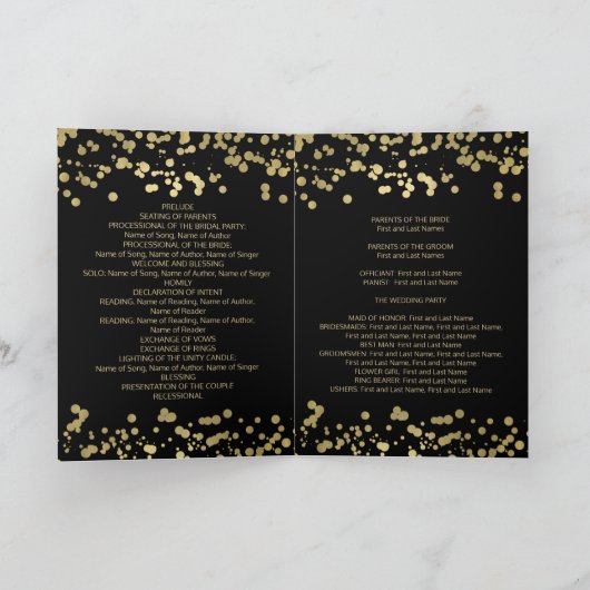 Hochzeitsprogramm Gold Foil Confetti Programm (Innenseite)
