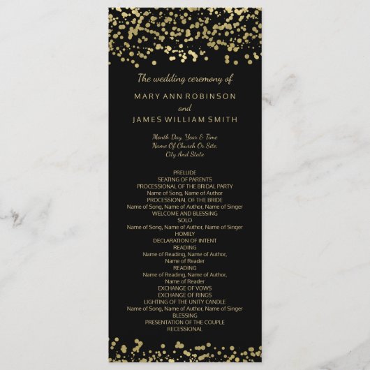 Hochzeitsprogramm Gold Foil Confetti Programm (Vorderseite)