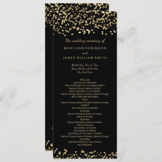 Hochzeitsprogramm Gold Foil Confetti Programm (Vorne/Hinten)