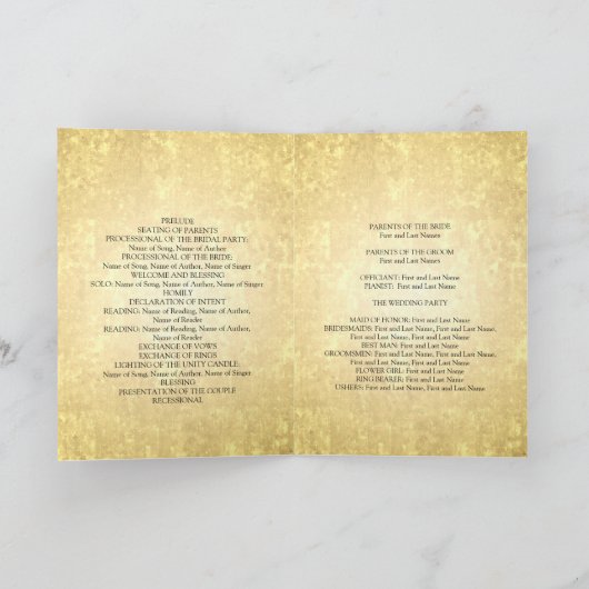 Hochzeitsprogramm Gold Foil Look Stars Confetti Programm (Innenseite)