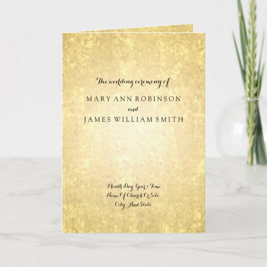 Hochzeitsprogramm Gold Foil Look Stars Confetti Programm (Vorderseite)