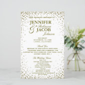 Hochzeitsprogramm | Gold Glitzer Confetti (Stehend Vorderseite)