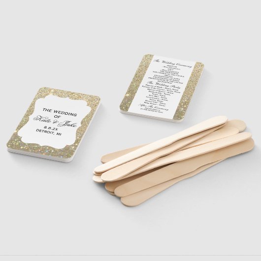 Hochzeitsprogramm - Gold Glitzer Elegance Fächer (Non-assembled)