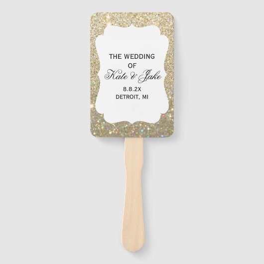 Hochzeitsprogramm - Gold Glitzer Elegance Fächer (Vorderseite)