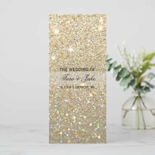 Hochzeitsprogramm - Gold Glitzer Fab Programm (Stehend Vorderseite)