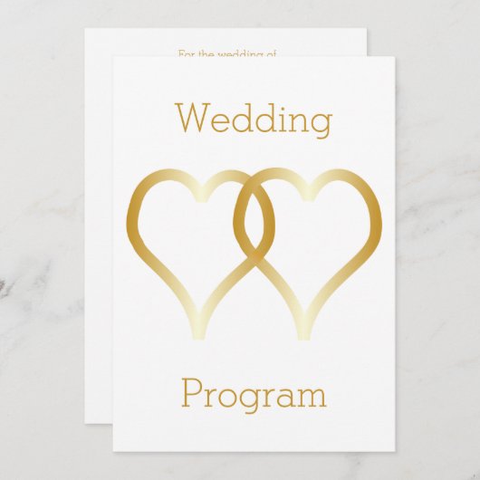 Hochzeitsprogramm Gold Hearts Programm (Vorne/Hinten)