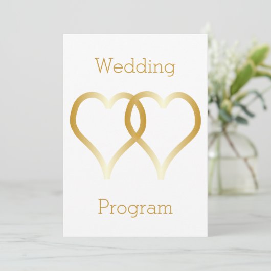 Hochzeitsprogramm Gold Hearts Programm (Stehend Vorderseite)