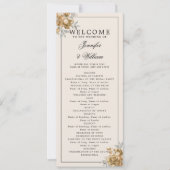 Hochzeitsprogramm Gold Natürlich Rustikale Blumen Einladung (Vorderseite)