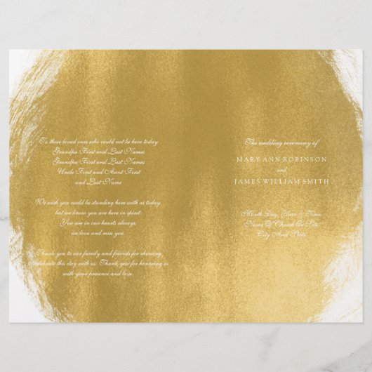 Hochzeitsprogramm Gold Paint Look (Vorderseite)