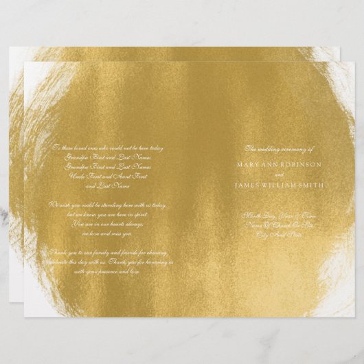 Hochzeitsprogramm Gold Paint Look (Vorne/Hinten)