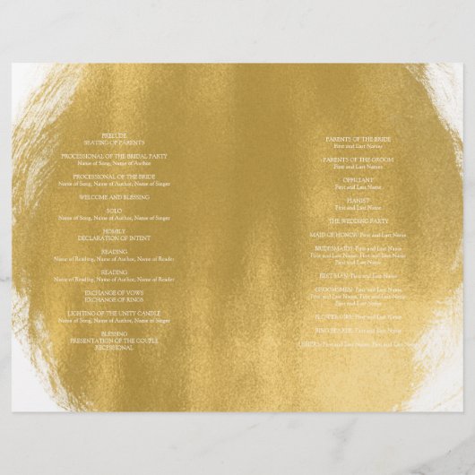 Hochzeitsprogramm Gold Paint Look (Rückseite)