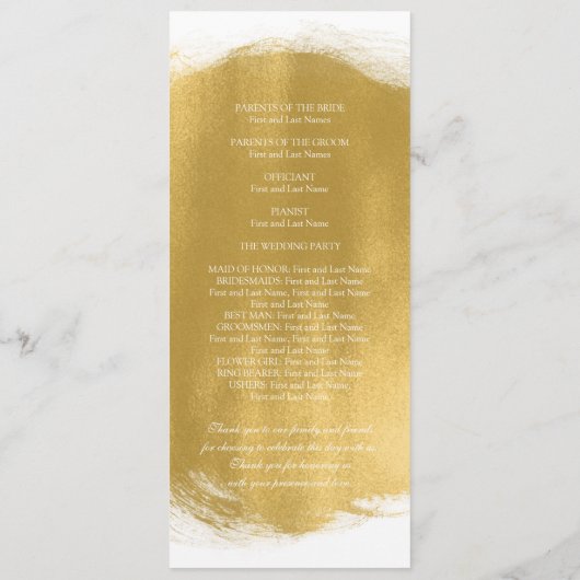 Hochzeitsprogramm Gold Paint Look Programm (Rückseite)