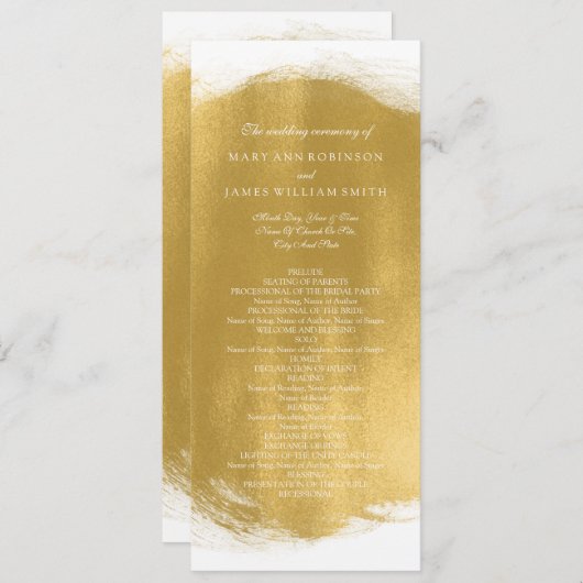 Hochzeitsprogramm Gold Paint Look Programm (Vorne/Hinten)