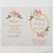 Hochzeitsprogramm Gold rosa Orchideen Marble Geome
