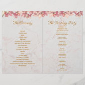 Hochzeitsprogramm Gold rosa Orchideen Marble Geome (Rückseite)
