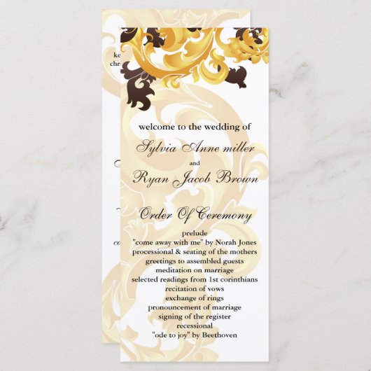 Hochzeitsprogramm "Gold und Braun" Programm (Vorne/Hinten)