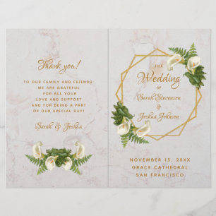 Hochzeitsprogramm Gold Weißer Marmor Calla-Lilien