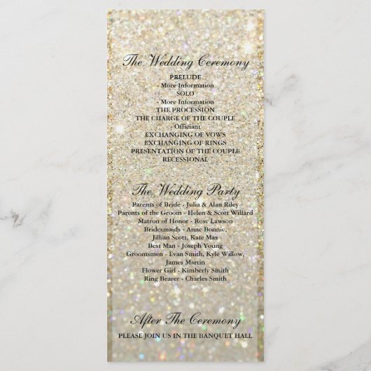 Hochzeitsprogramm - Goldene Glit Fab Programm (Rückseite)