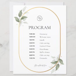 Hochzeitsprogramm – Goldener Bogen & Grüne Botanis