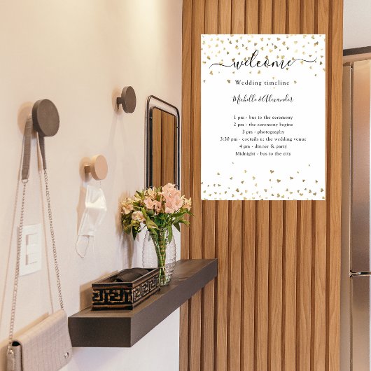 Hochzeitsprogramm Goldherzen willkommen Poster