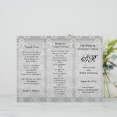Hochzeitsprogramm Grau-floraler Flyer (Stehend Vorderseite)