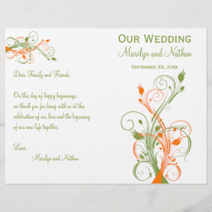 Hochzeitsprogramm   Grün orange weiß   Blütenweiß