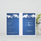 Hochzeitsprogramm Grunge Hearts Blue (Stehend Vorderseite)