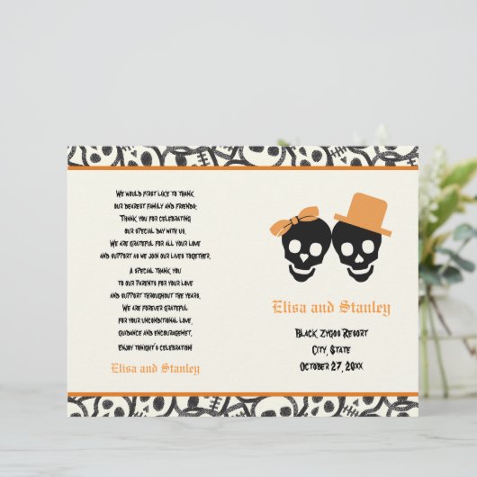 Hochzeitsprogramm Halloween Orange und Schwarzer S (Stehend Vorderseite)
