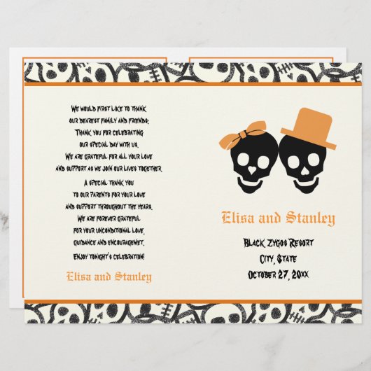 Hochzeitsprogramm Halloween Orange und Schwarzer S (Vorne/Hinten)