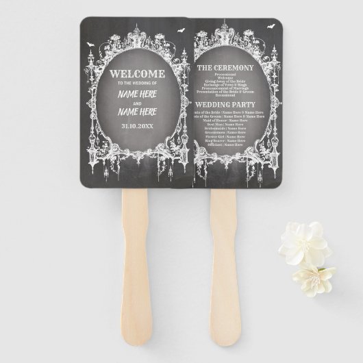 Hochzeitsprogramm Hand Fan Halloween Gothic Frame Fächer (Vorne und Hinten)