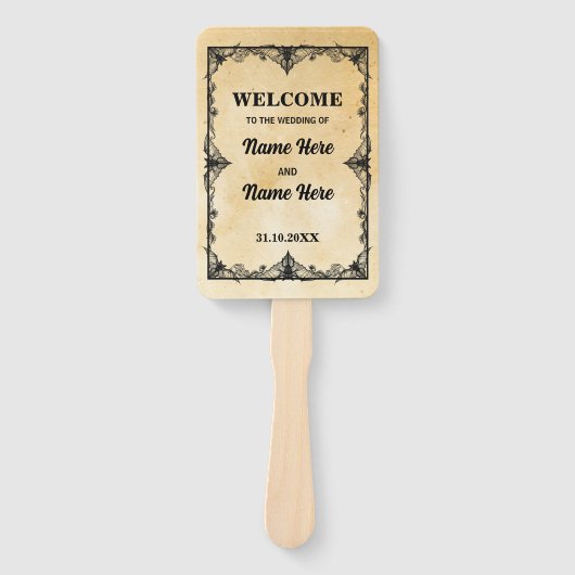 Hochzeitsprogramm Hand Fan Halloween Gothic Frame Fächer (Vorderseite)