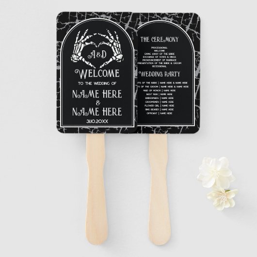 Hochzeitsprogramm Hand Fan Halloween Skeleton Hand Fächer (Vorne und Hinten)