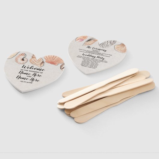 Hochzeitsprogramm Hand Fan Muscheln Ocean Beach Se Fächer (Non-assembled)