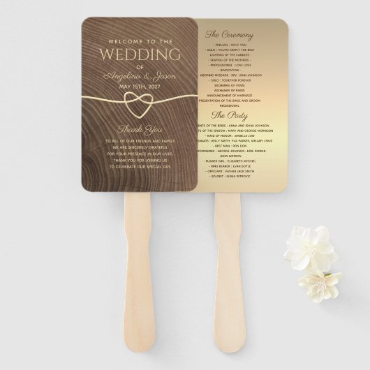 Hochzeitsprogramm-Handfächer aus Holz Fächer (Vorne und Hinten)