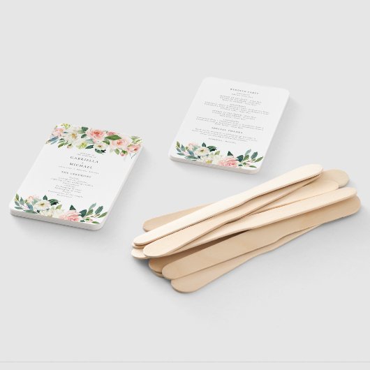 Hochzeitsprogramm im eleganten Rosa Blumengrün Fächer (Non-assembled)