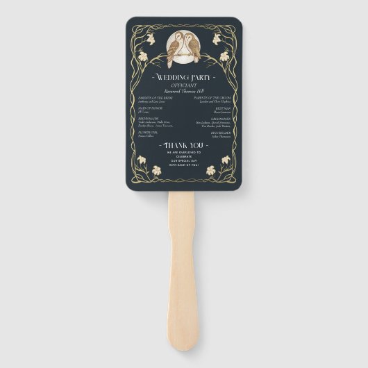 Hochzeitsprogramm im Jugendstil Fächer (Rückseite)