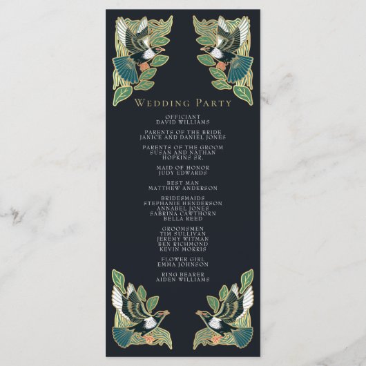 Hochzeitsprogramm im Jugendstil von Magpie Programm (Rückseite)