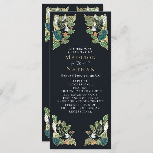 Hochzeitsprogramm im Jugendstil von Magpie Programm (Vorne/Hinten)