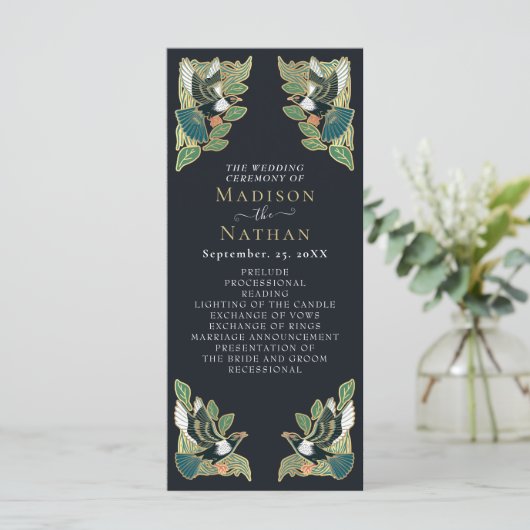 Hochzeitsprogramm im Jugendstil von Magpie Programm (Stehend Vorderseite)